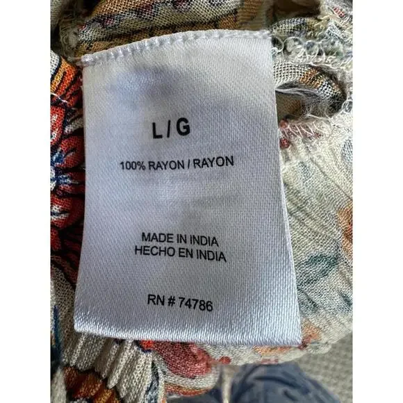 Bila NWT Midi Floral Crinkle Dress Lg Cottagecore Boho Festival Peasant Tiered - Picture 3 of 4